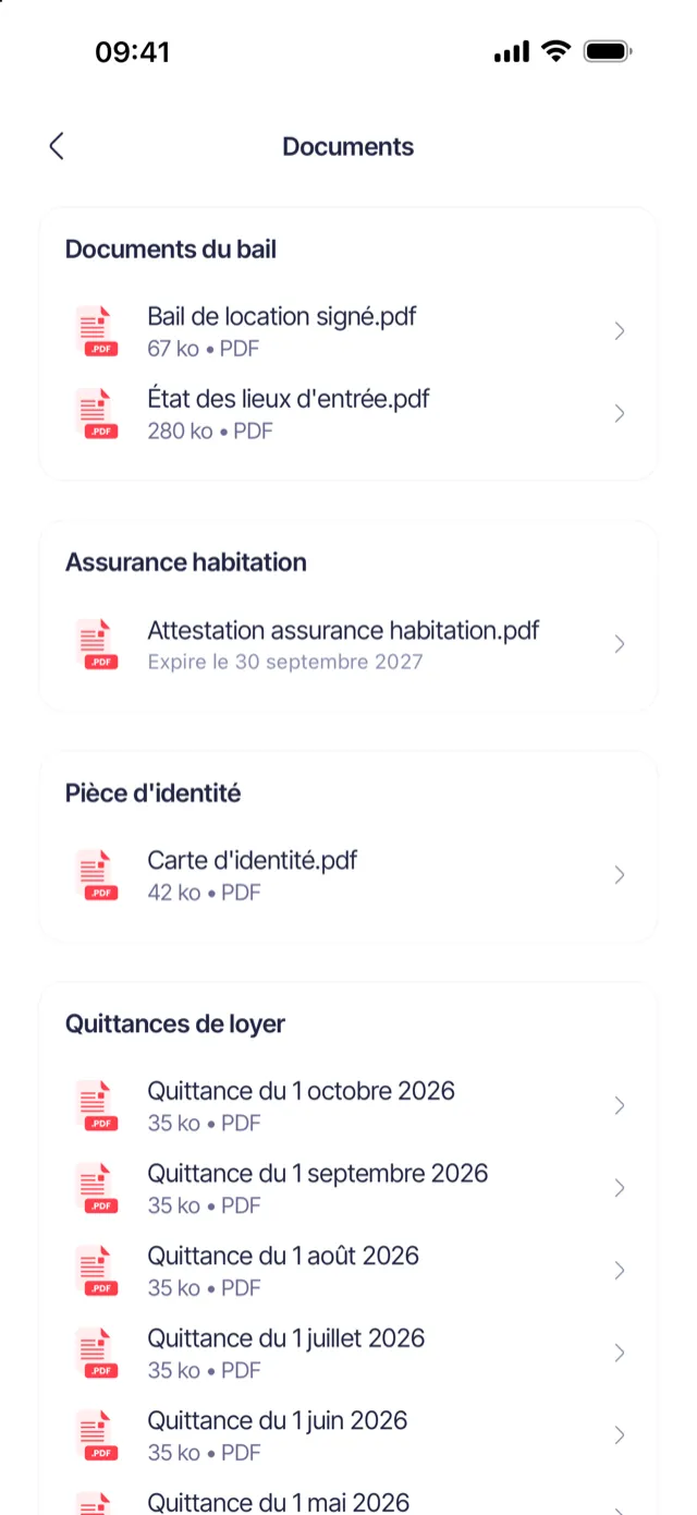 Documents et quittances dans l’espace locataire