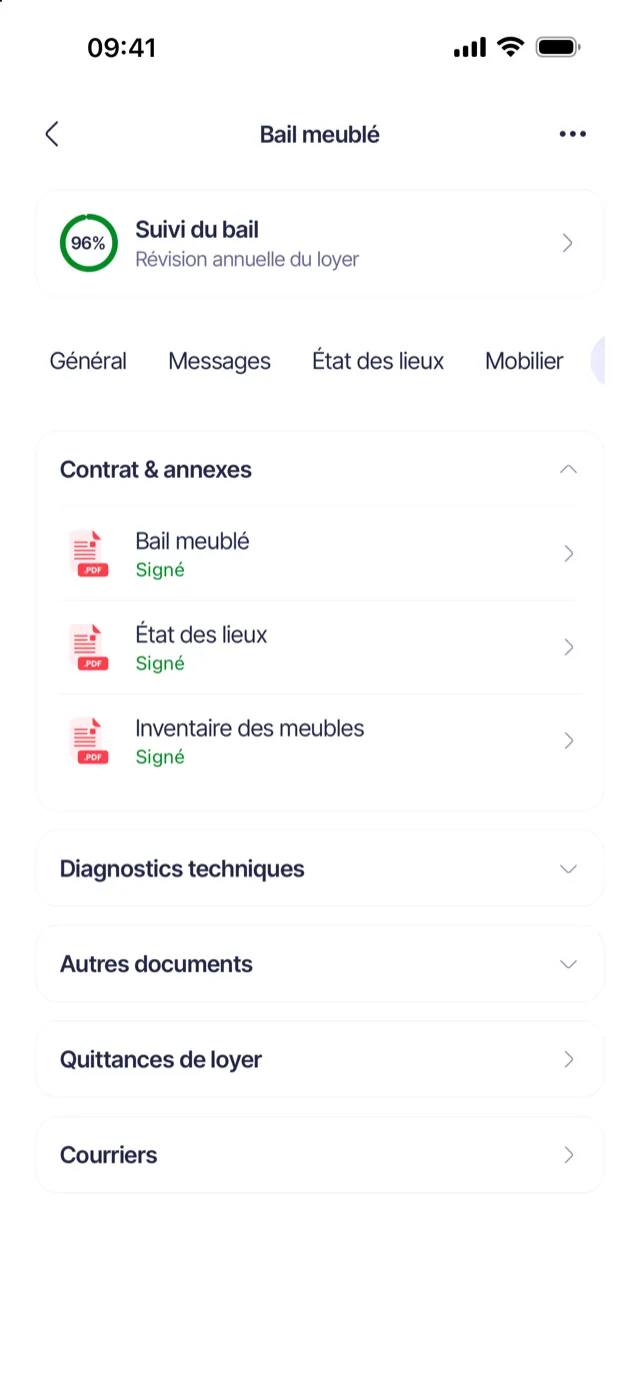 Documents du bail signés
