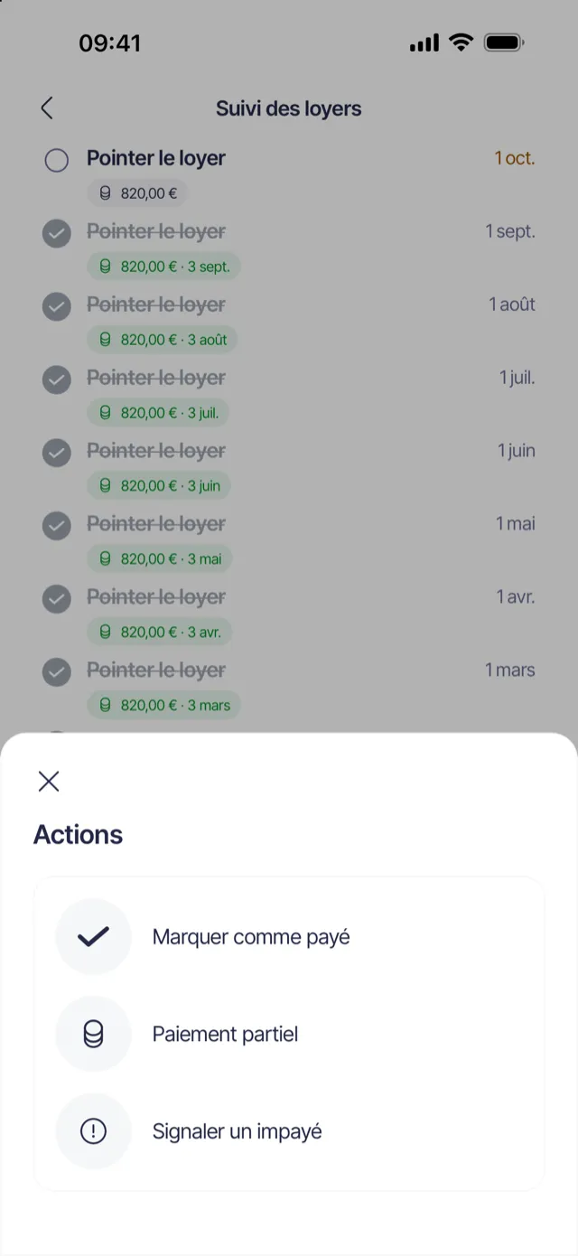 Pointage d’un loyer reçu